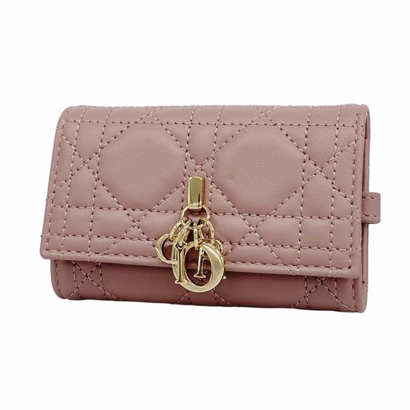 Christian Dior Cannage Leather Key Case in Dark Pink Champagne for Women - Picture 1 of 6